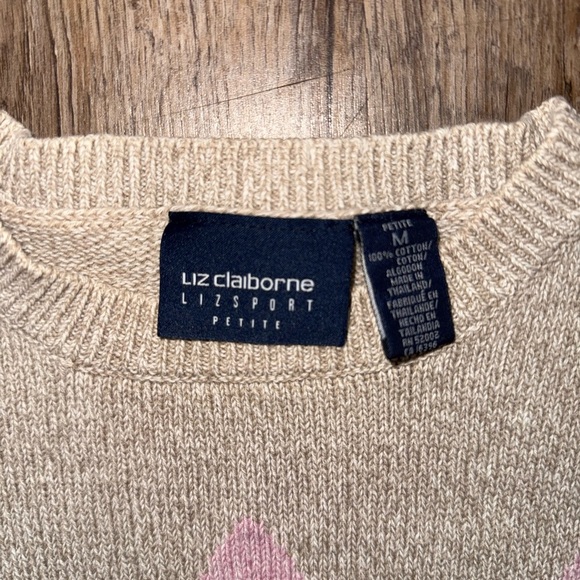 VTG Liz Claiborne Sport Argyle Short Sleeve Sweater - Picture 3 of 6